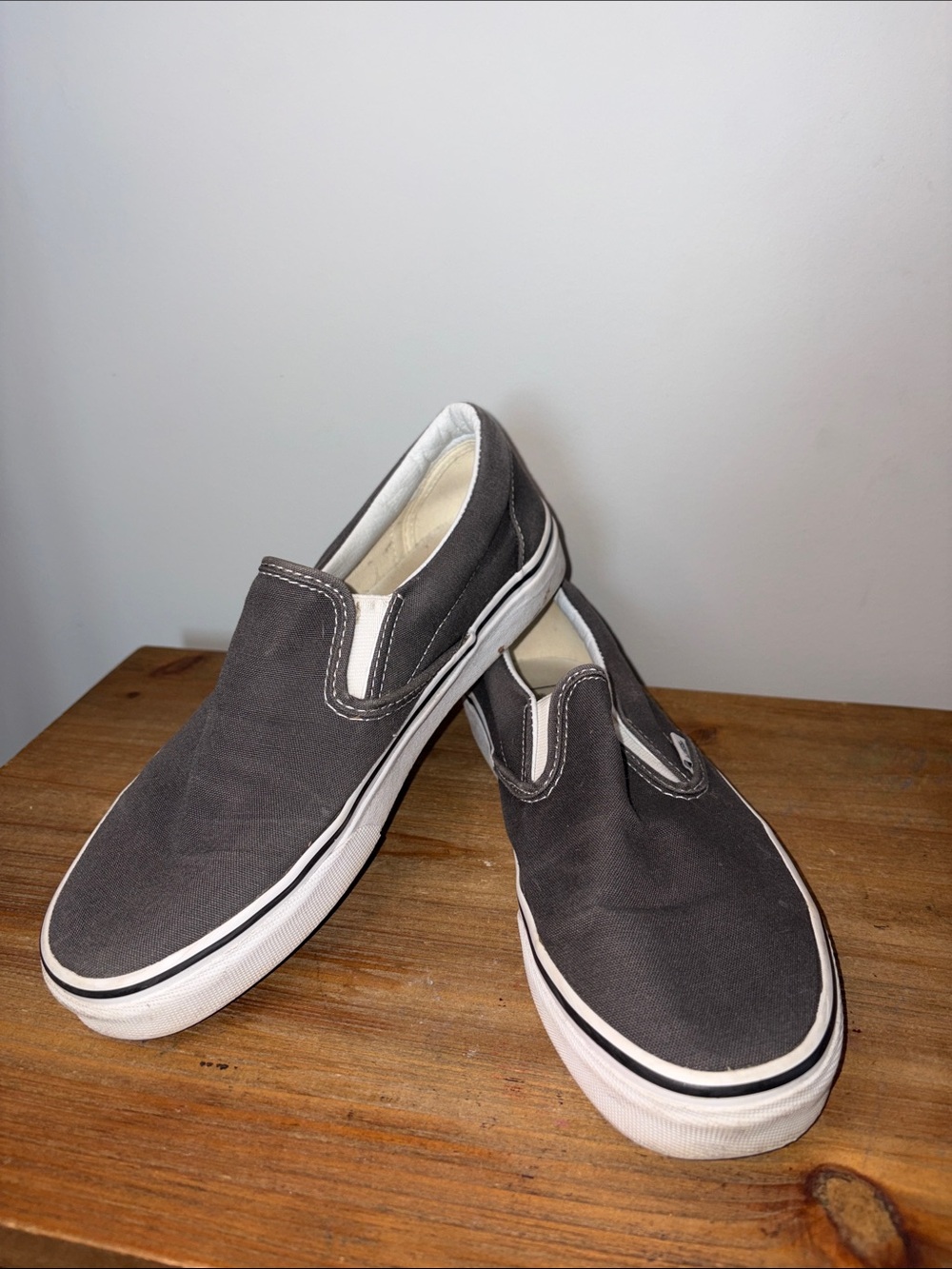 Vans Slip-On Loafers in Dark Gray with White Trim